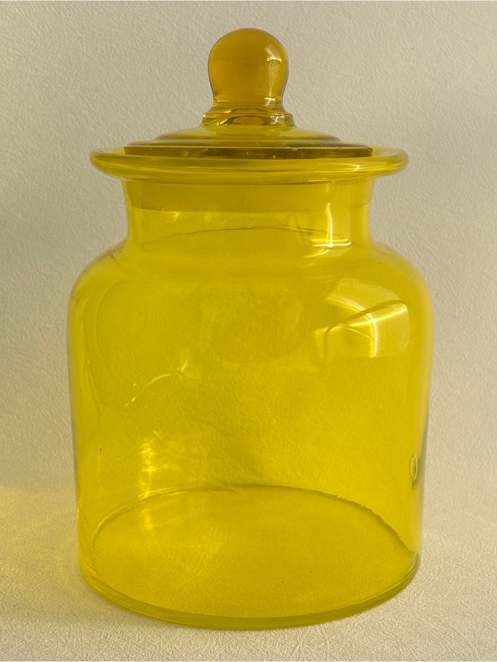 Vintage Yellow Japanese Takahashi Glass Apothecary Jar